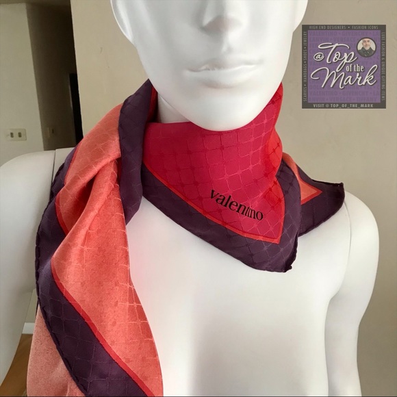 VALENTINO Silk Scarf Geometric VINTAGE - Picture 2 of 14